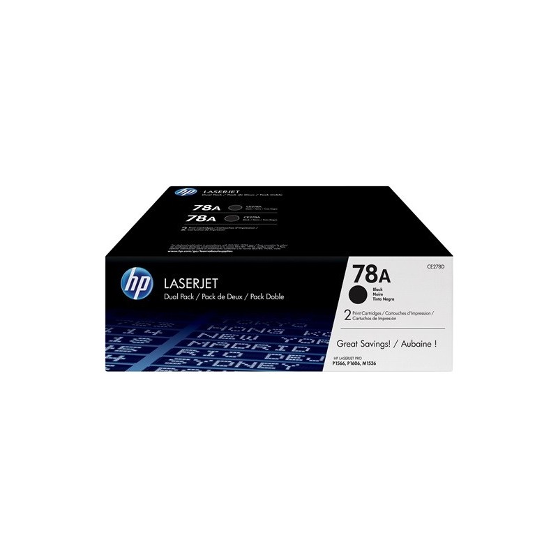 Paquete doble de tóner negro HP 78A LaserJet