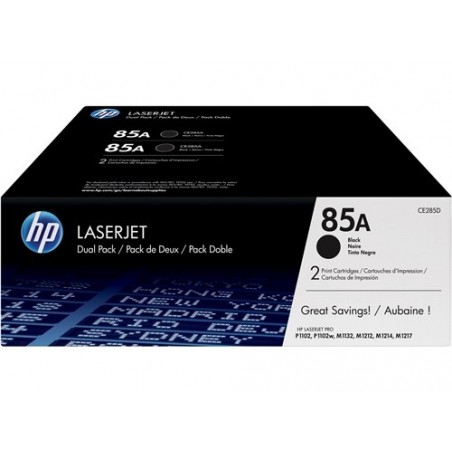 Paquete doble de tóner negro HP 85A LaserJet